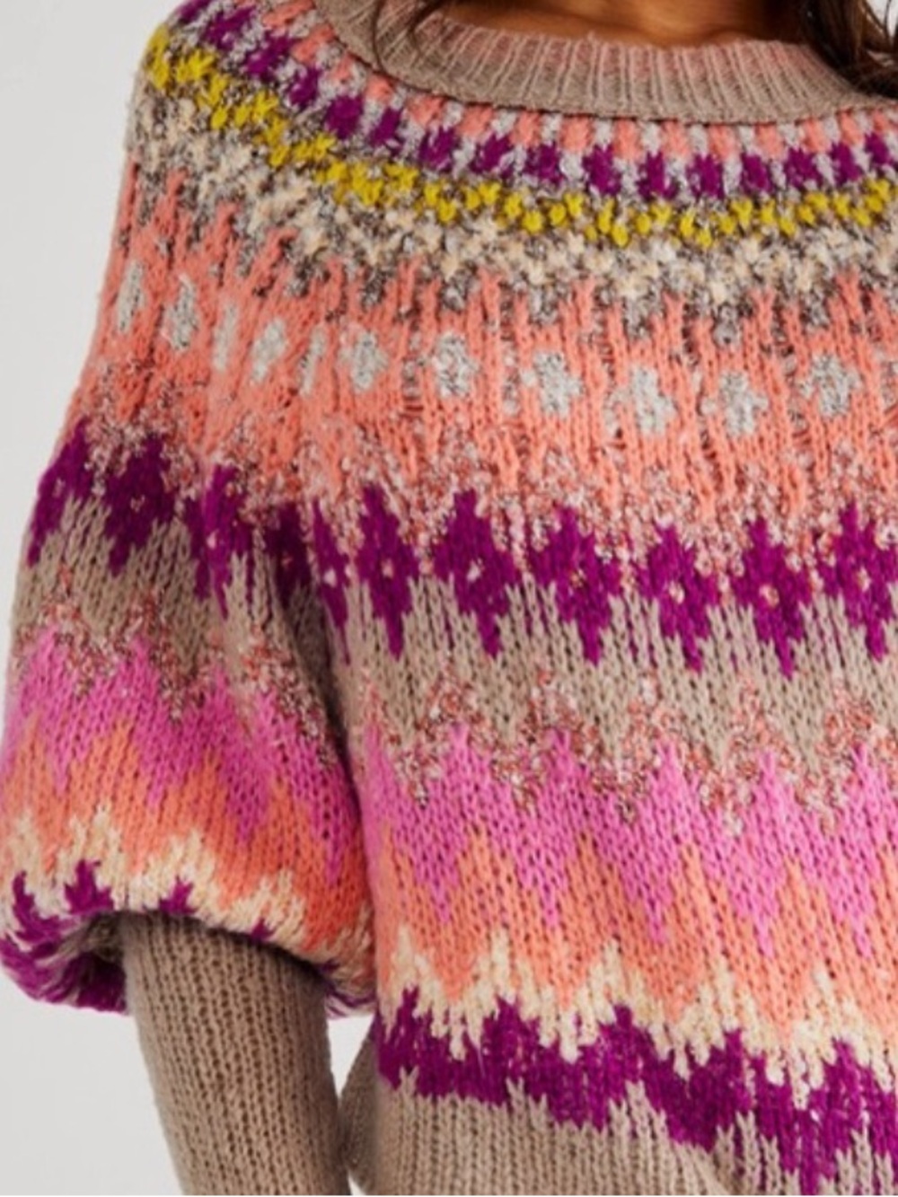 NWT FREE PEOPLE home for the holidays in raspberry combo Size Large - Picture 5 of 8